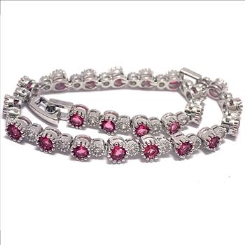 $159 Retail 5.75ctw Round Brilliant Emerald & Diamonique Diamond 7” Tennis Bracelet