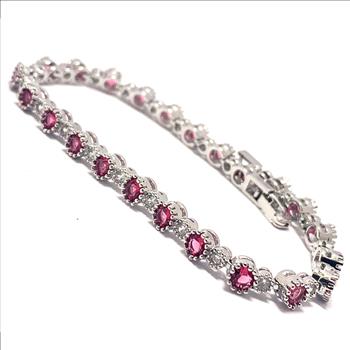 $159 Retail 5.75ctw Round Brilliant Emerald & Diamonique Diamond 7” Tennis Bracelet