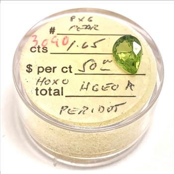 1.65ct Natural Pear Shape Natural Peridot  8mm x 6mm