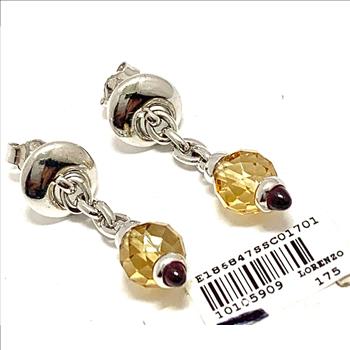 $175 Colore SG Lorenzo .925 Sterling Silver 7.26ctw Genuine Citrine & Garnet Earrings