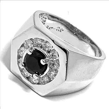 1.75ctw Black Spinel & Diamonique Diamond Ring Size 7