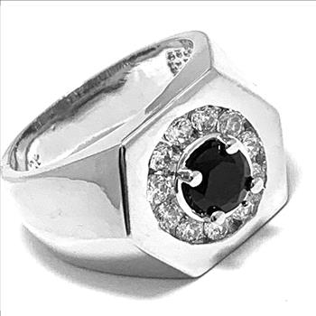 1.75ctw Black Spinel & Diamonique Diamond Ring Size 7