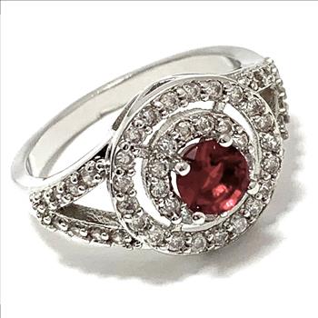 1.75ctw Diamonique Diamond and Garnet Ring