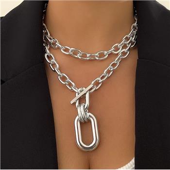 18 Gold Overlay Modern Design Double Necklace TAGO Design