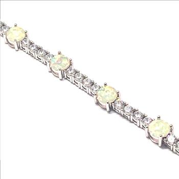 18.00ctw Opal & Diamonique Diamond Tennise Bracelet