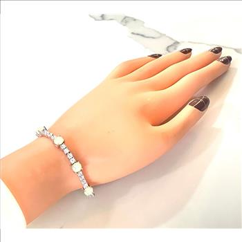 18.00ctw Opal & Diamonique Diamond Tennise Bracelet