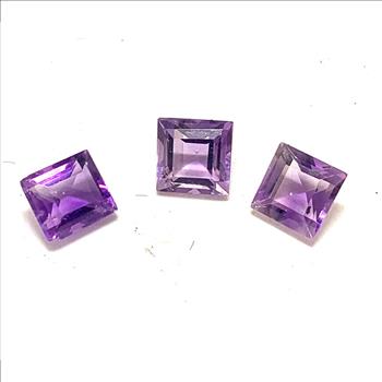 $185 Retail Lot Of 1.91ctw Natural Untreated 3 Matching Brazilian Amethyst Loose Gemstones 5X5 MM