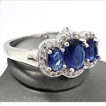 1.85ctw Blue & White Sapphire Ring