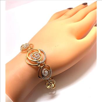 18k Gold & .925 Sterling Silver 1.75ctw  Diamonique Diamond Fancy Designer Inspired Large   Bracelet