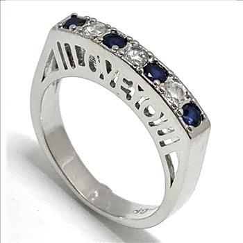 18k Gold Overlay 0.75ctw Sapphire & Diamonique Diamond “Love You” Ring