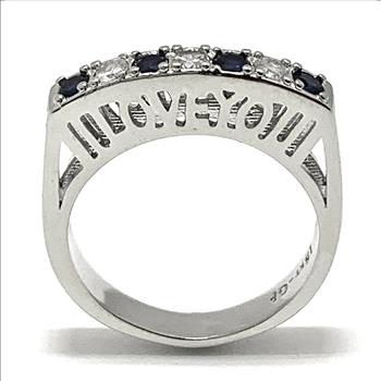 18k Gold Overlay 0.75ctw Sapphire & Diamonique Diamond “Love You” Ring