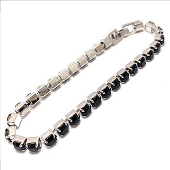 18K Gold Overlay 10.00ctw Black Onyx Tennis Bracelet