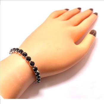 18K Gold Overlay 10.00ctw Black Onyx Tennis Bracelet