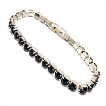 18K Gold Overlay 10.00ctw Black Onyx Tennis Bracelet
