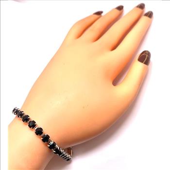 18K Gold Overlay 10.00ctw Black Spinel Tennis Bracelet