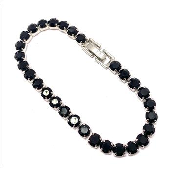 18K Gold Overlay 10.00ctw Black Spinel Tennis Bracelet