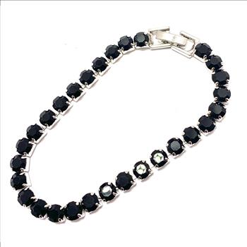 18K Gold Overlay 10.00ctw Black Spinel Tennis Bracelet