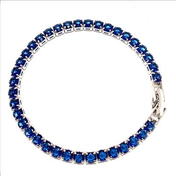 18K Gold Overlay 10.00ctw Blue Sapphire Tennis Bracelet