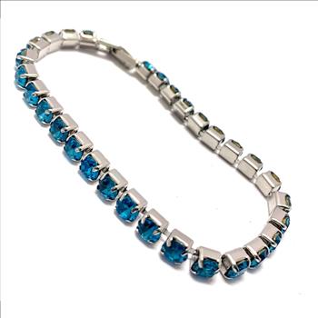 18K Gold Overlay 10.00ctw Blue Topaz Tennis Bracelet