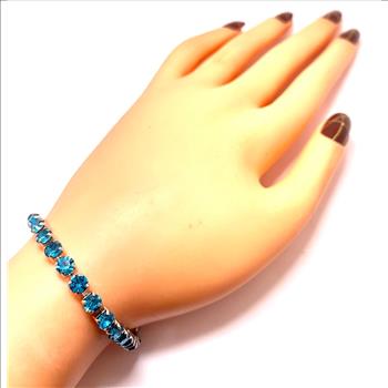 18K Gold Overlay 10.00ctw Blue Topaz Tennis Bracelet