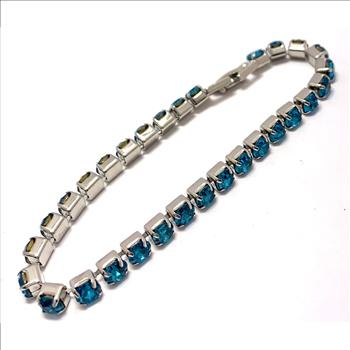 18K Gold Overlay 10.00ctw Blue Topaz Tennis Bracelet