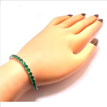 18K Gold Overlay 10.00ctw Emerald Tennis Bracelet