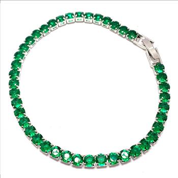 18K Gold Overlay 10.00ctw Emerald Tennis Bracelet