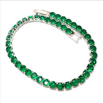 18K Gold Overlay 10.00ctw Emerald Tennis Bracelet