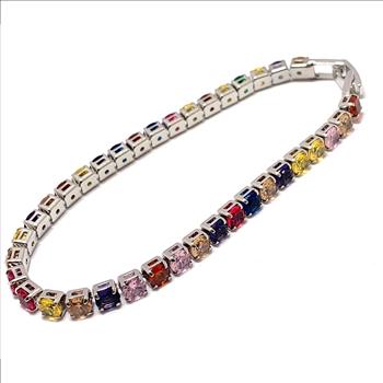 18K Gold Overlay 10.00ctw Multicolor Stones Tennis Bracelet