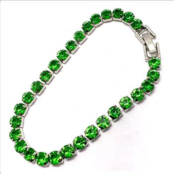 18K Gold Overlay 10.00ctw Peridot Tennis Bracelet