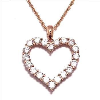 18k Gold Overlay 2.00ctw Diamonique Diamonds Heart Necklace