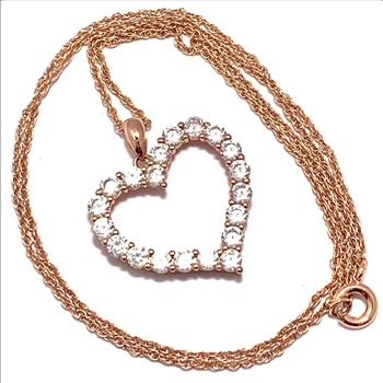 18k Gold Overlay 2.00ctw Diamonique Diamonds Heart Necklace