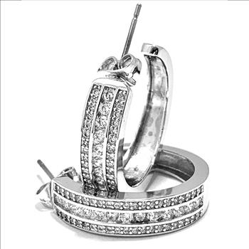18k Gold Overlay 2.00ctw Diamonique Diamonds Hoop Earrings