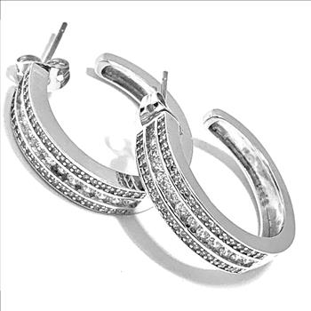 18k Gold Overlay 2.00ctw Diamonique Diamonds Hoop Earrings
