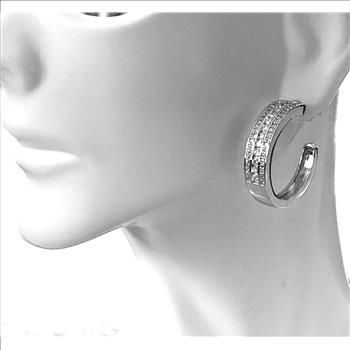 18k Gold Overlay 2.00ctw Diamonique Diamonds Hoop Earrings