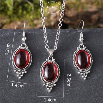 18K Gold Overlay 25.00ctw Garnet Necklace Earring Set