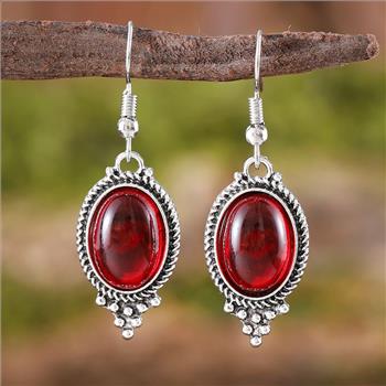 18K Gold Overlay 25.00ctw Garnet Necklace Earring Set