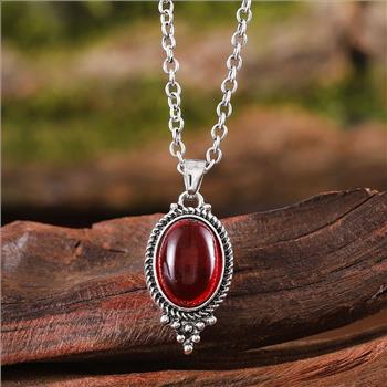 18K Gold Overlay 25.00ctw Garnet Necklace Earring Set