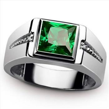 18k Gold Overlay 2.50ct Emerald Unisex Ring Size 10