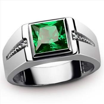 18k Gold Overlay 2.50ct Emerald Unisex Ring Size 10