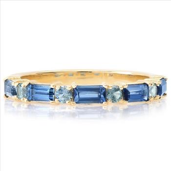 18k Gold Overlay 3.00ctw Sapphire, Blue Topaz & Diamonique Diamond Set of 3 Rings