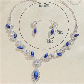 18k Gold Overlay 35.00ctw Sapphire & Diamonique Diamond Necklace & Earrings Set