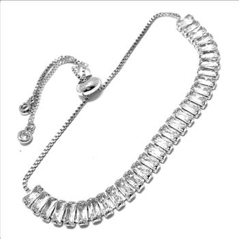 18K Gold Overlay 5.00ctw Diamonique Diamond Adjustable Tennis Bracelet