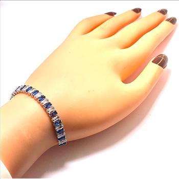 18K Gold Overlay 5.00ctw Diamonique Diamond & Sapphire Adjustable Tennis Bracelet