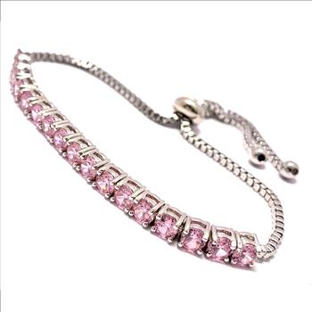 18k Gold Overlay 5.00ctw Pink Topaz Adjustable Tennis Bracelet
