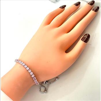 18k Gold Overlay 5.00ctw Pink Topaz Adjustable Tennis Bracelet