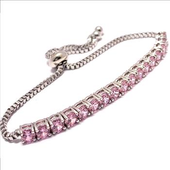 18k Gold Overlay 5.00ctw Pink Topaz Adjustable Tennis Bracelet