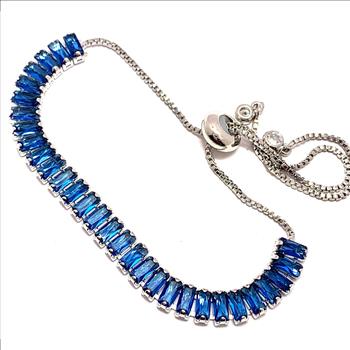 18K Gold Overlay 5.00ctw Sapphire Adjustable Tennis Bracelet