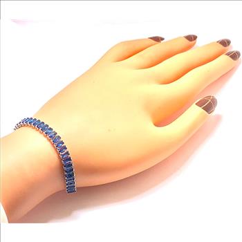 18K Gold Overlay 5.00ctw Sapphire Adjustable Tennis Bracelet