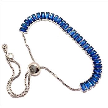 18K Gold Overlay 5.00ctw Sapphire Adjustable Tennis Bracelet